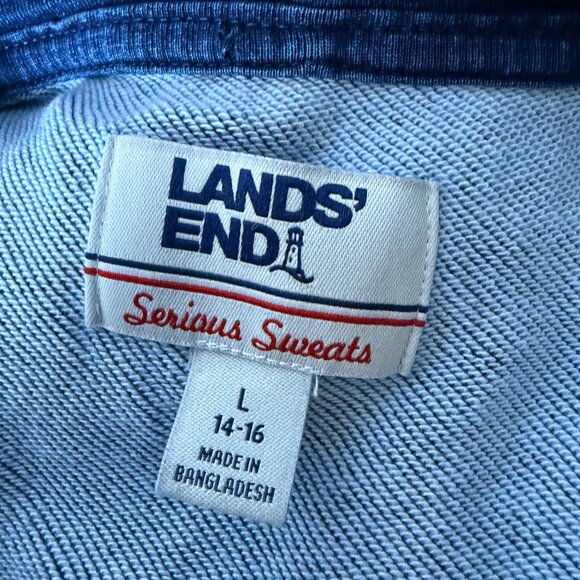 Lands' End Serious Sweats Size Large (14-16) Denim Blue Color Hoodie - Picture 2 of 7